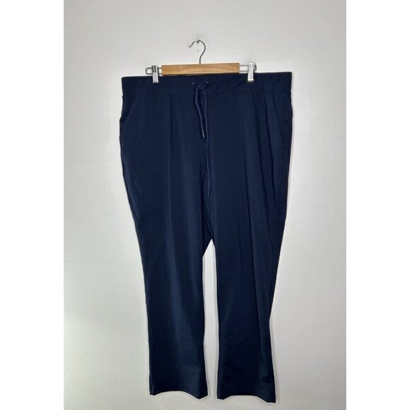 Yogalicious Lux Joggers Women Navy Blue Drawstring Pockets Elastic Waist Size 1X - Picture 1 of 9